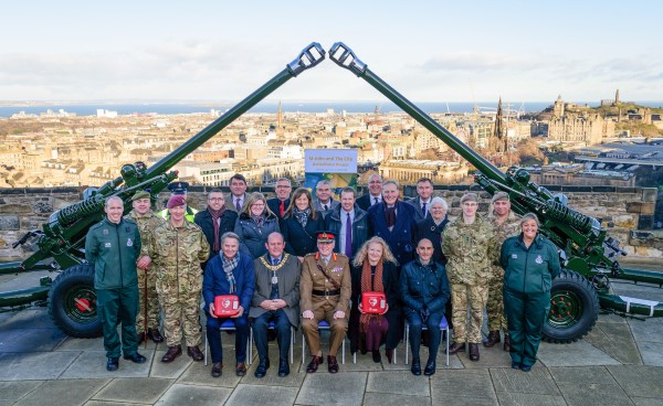 A group of people at Edinburgh Castle