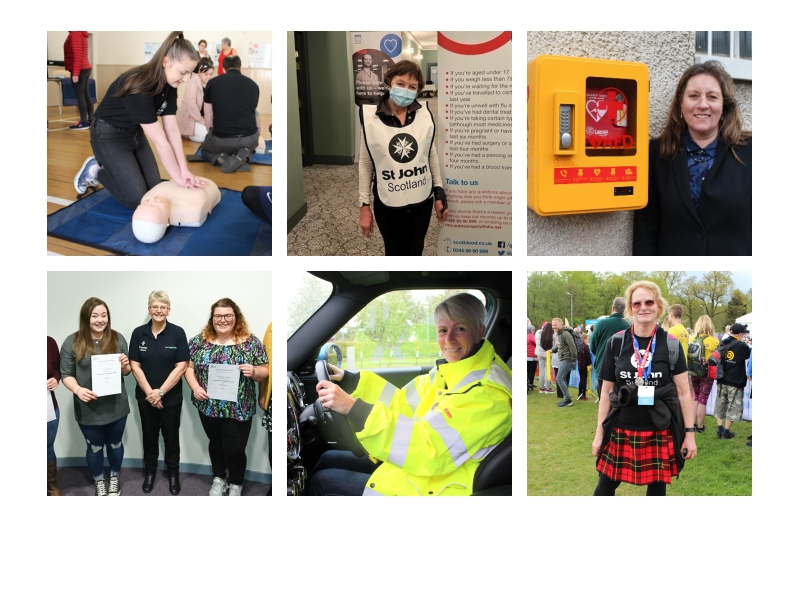 A photo collage of female St John Scotland volunteers
