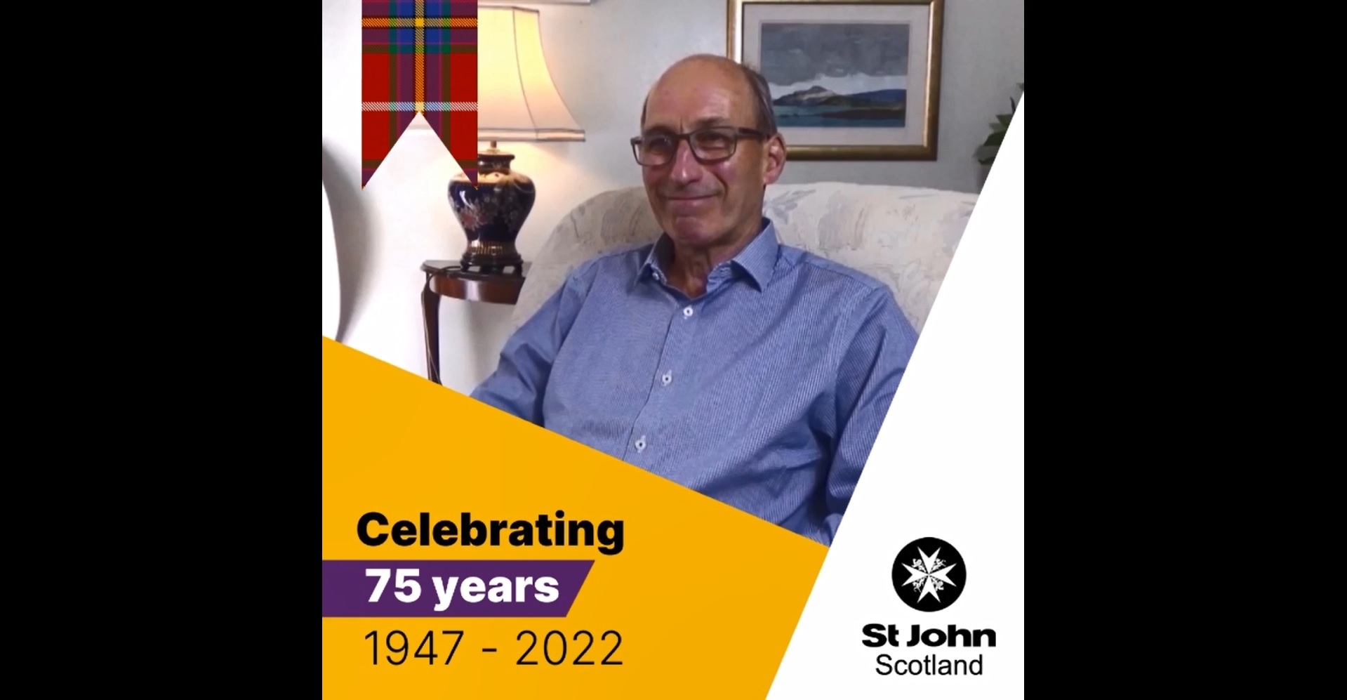 A video thumbnail with the text 'Celebrating 75 years, 1947 - 2022' and the St John Scotland logo