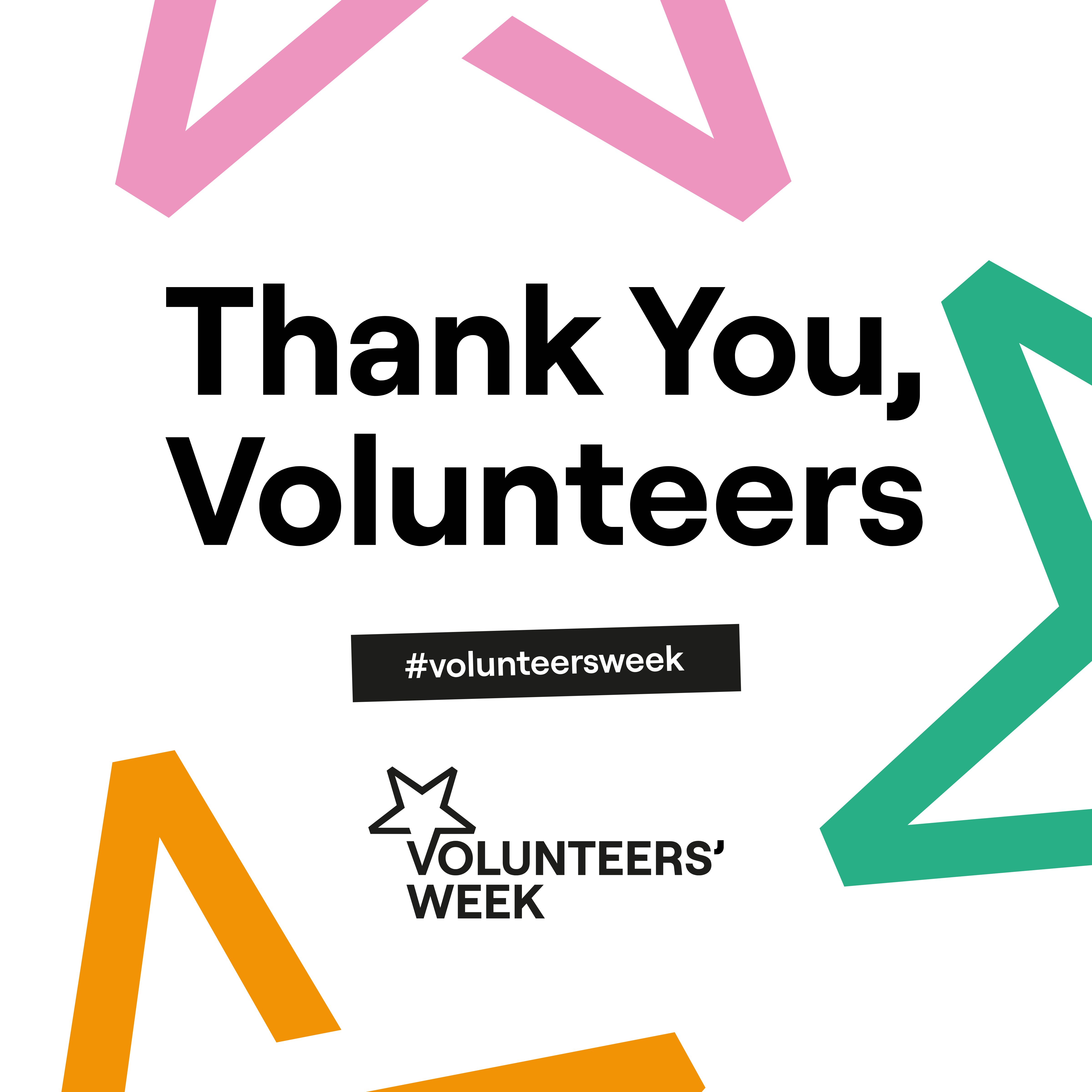 A banner thanking volunteers for Volunteers' Week