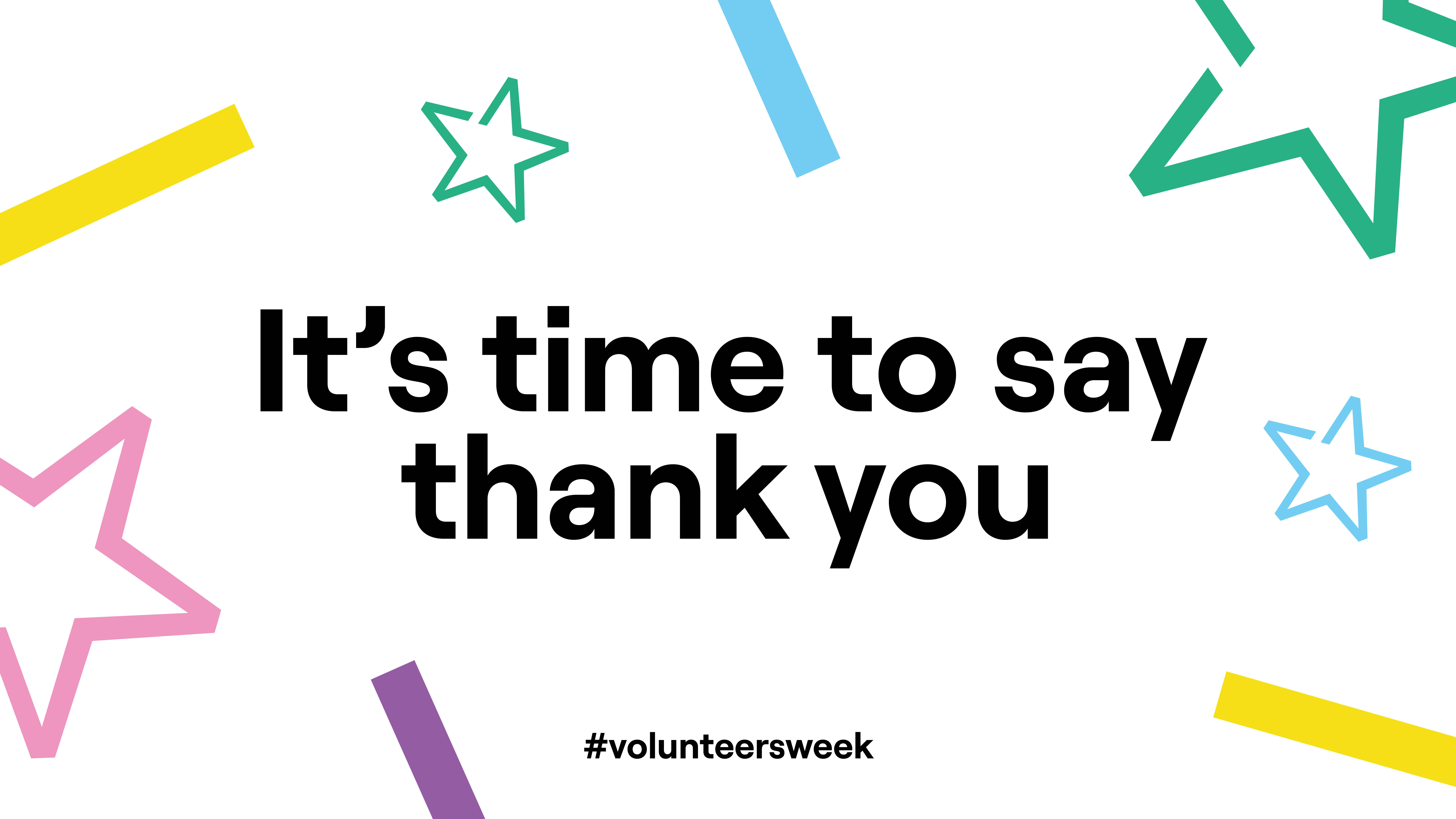 A banner saying thank you to volunteers to celebrate Volunteers' Week