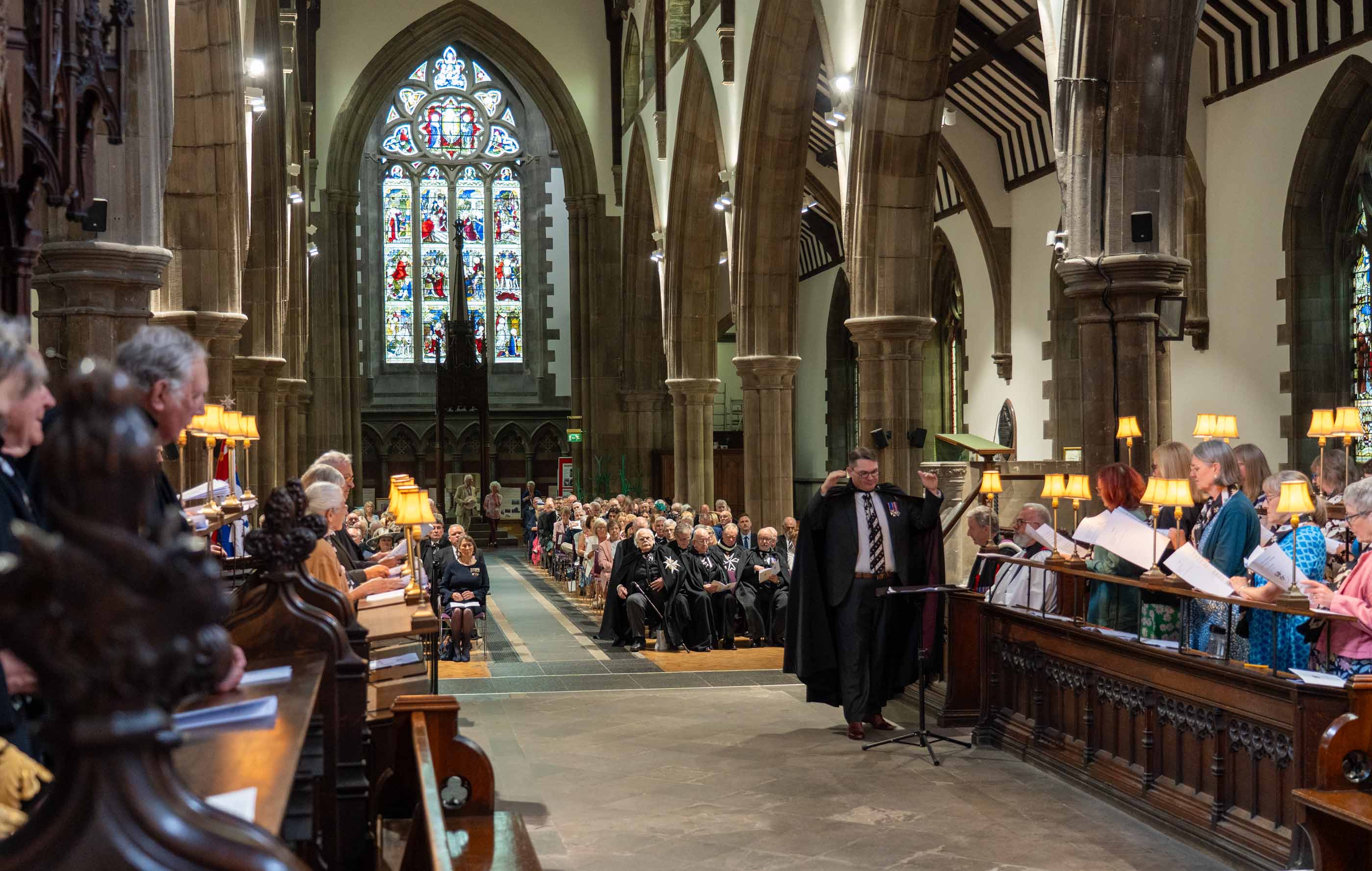 A choir sing in a church